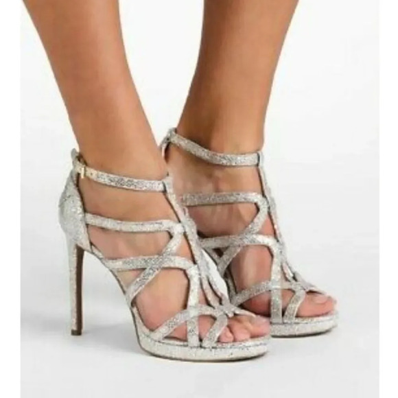 MICHAEL Michael Kors Glitter Champagne Heels Sz 7 - Picture 15 of 16